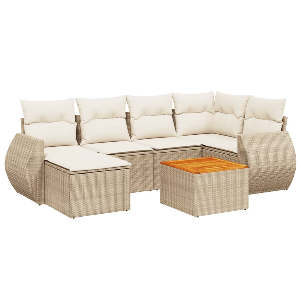 Set Divani da Giardino 7 pz con Cuscini Beige in Polyrattancod mxl 112076