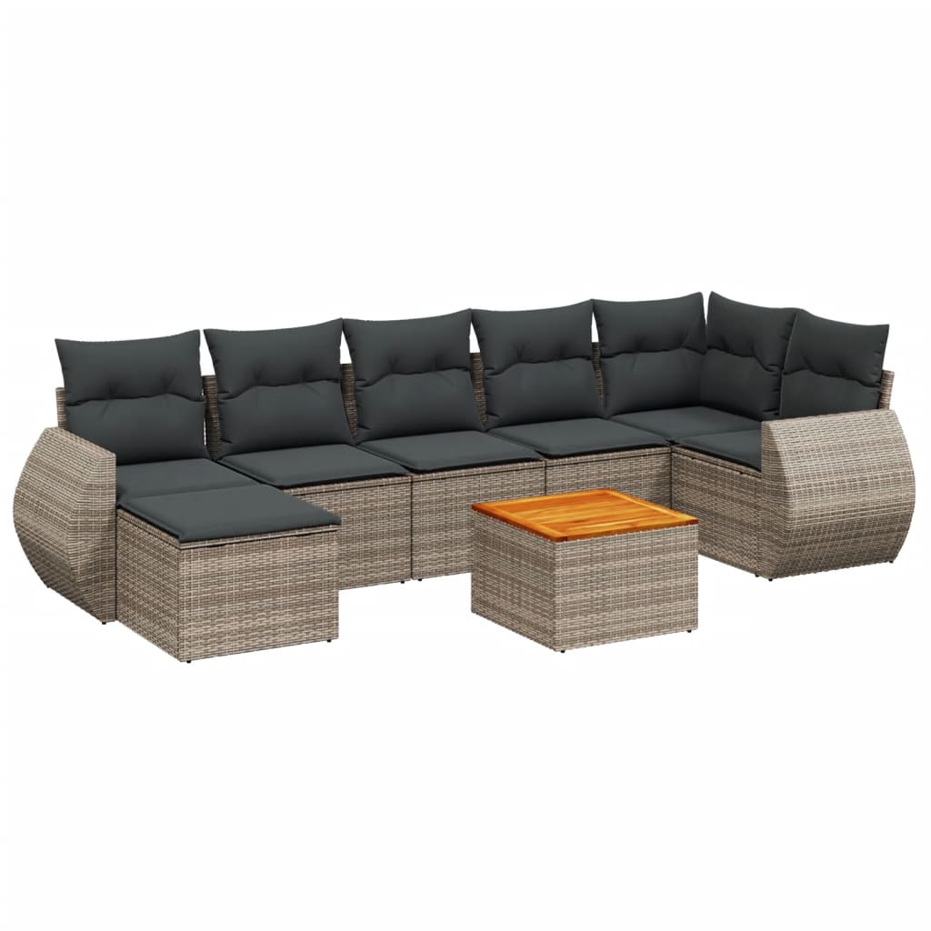 Set Divano da Giardino 8 pz con Cuscini Grigio in Polyrattan 3257446