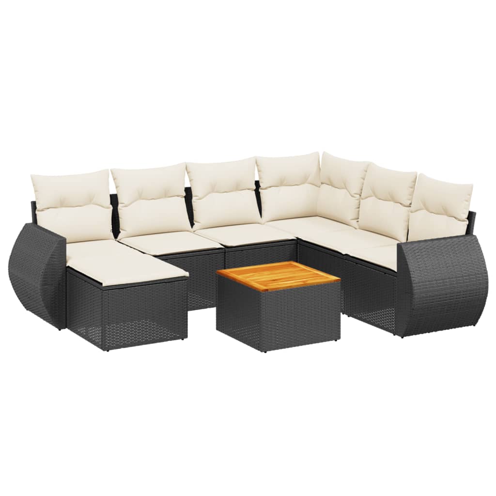 Set Divani da Giardino con Cuscini 8 pz Nero in Polyrattan 3257449