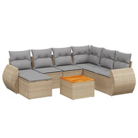 Set Divano da Giardino 8 pz con Cuscini Beige in Polyrattan 3257452