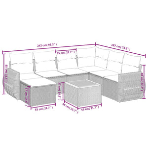 Set Divano da Giardino 8 pz con Cuscini Grigio in Polyrattan 3257453