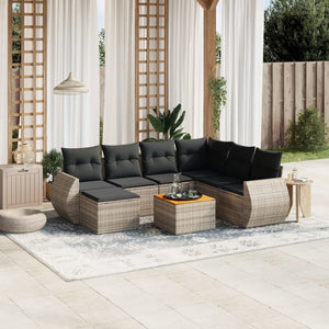 Set Divano da Giardino 8 pz con Cuscini Grigio in Polyrattan 3257453