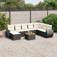 Set Divani da Giardino 9 pz con Cuscini Nero in Polyrattan 3257470