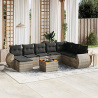 Set Divano da Giardino 9 pz con Cuscini Grigio in Polyrattan 3257474