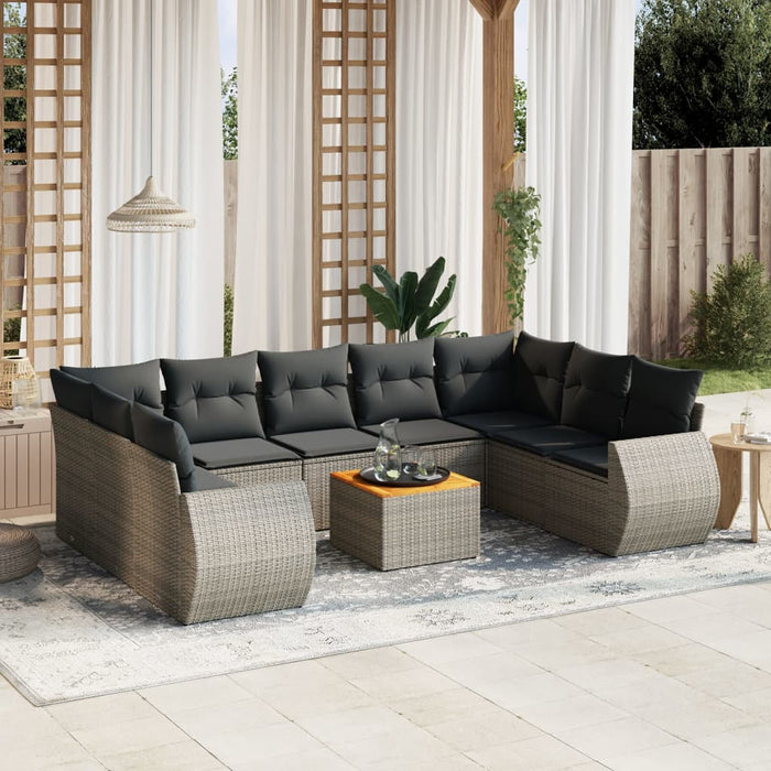 Set Divano da Giardino 10 pz con Cuscini Grigio in Polyrattancod mxl 89325