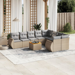 Set Divano da Giardino 10 pz con Cuscini Beige in Polyrattancod mxl 113329