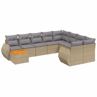 Set Divano da Giardino 10 pz con Cuscini Beige in Polyrattan 3257501