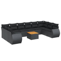 Set Divani da Giardino 11 pz con Cuscini in Polyrattan Nero 3257504