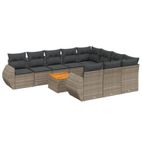 Set Divani da Giardino 11 pz con Cuscini in Polyrattan Grigio 3257516