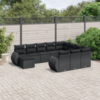 Set Divani da Giardino 11 pz con Cuscini in Polyrattan Nero 3257518