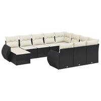 Set Divani da Giardino 11 pz con Cuscini in Polyrattan Nero 3257519