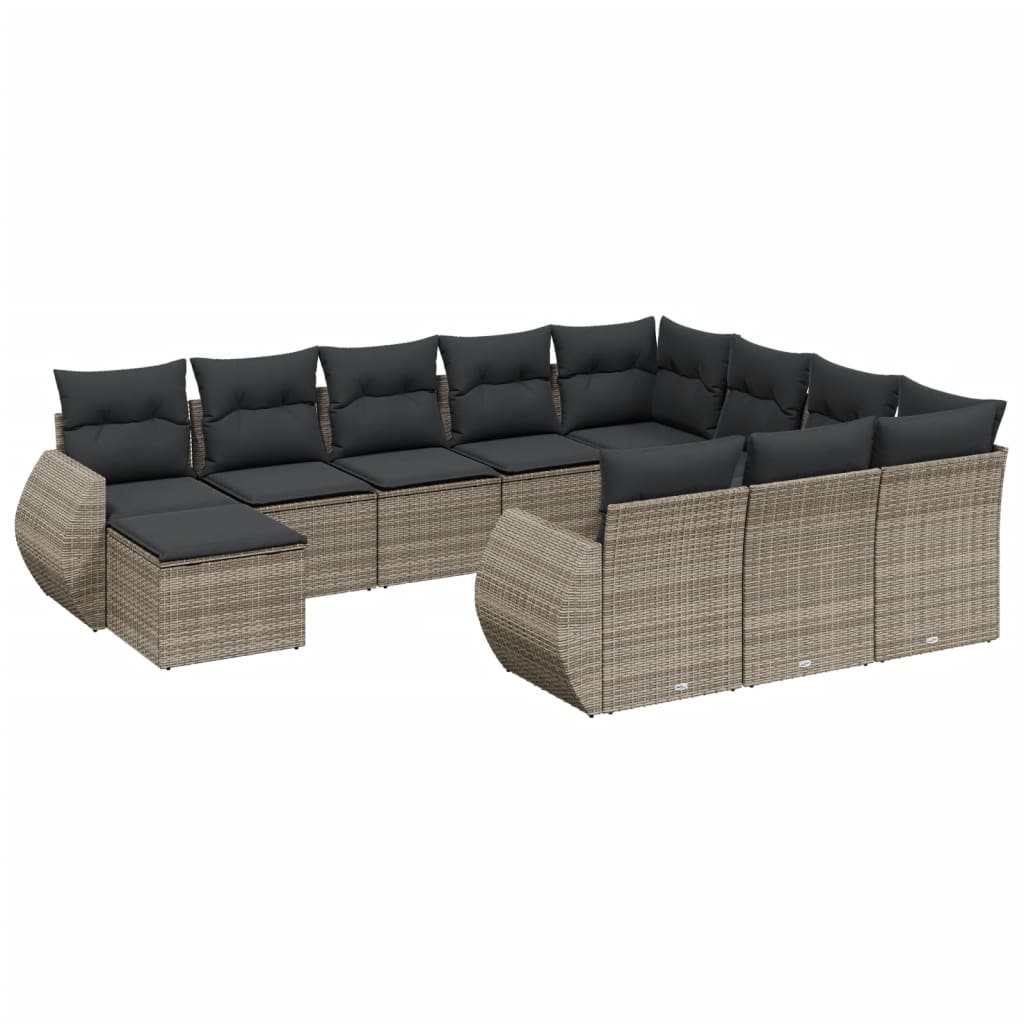 Set Divani da Giardino 11 pz con Cuscini in Polyrattan Grigio 3257523