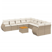 Set Divani da Giardino 11 pz con Cuscini Beige in Polyrattan 3257528