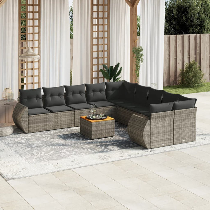 Set Divani da Giardino 11 pz con Cuscini in Polyrattan Grigiocod mxl 113333