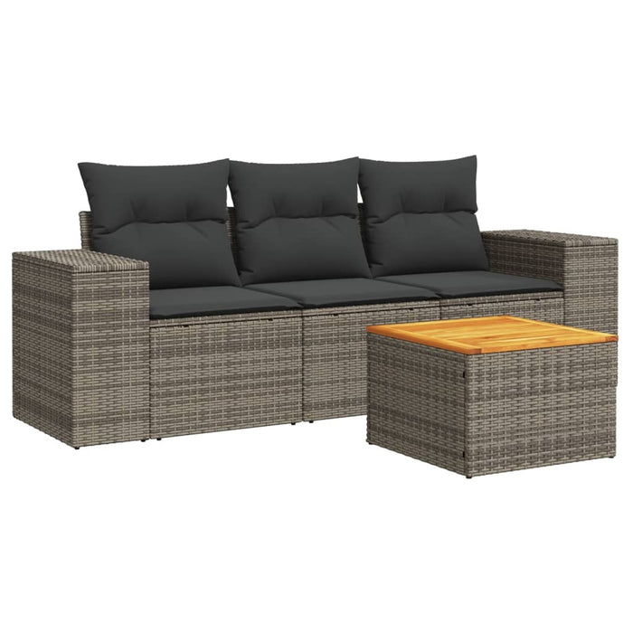 Set Divani da Giardino 4 pz con Cuscini in Polyrattan Grigio 3257649