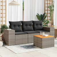 Set Divani da Giardino 4 pz con Cuscini in Polyrattan Grigio 3257649