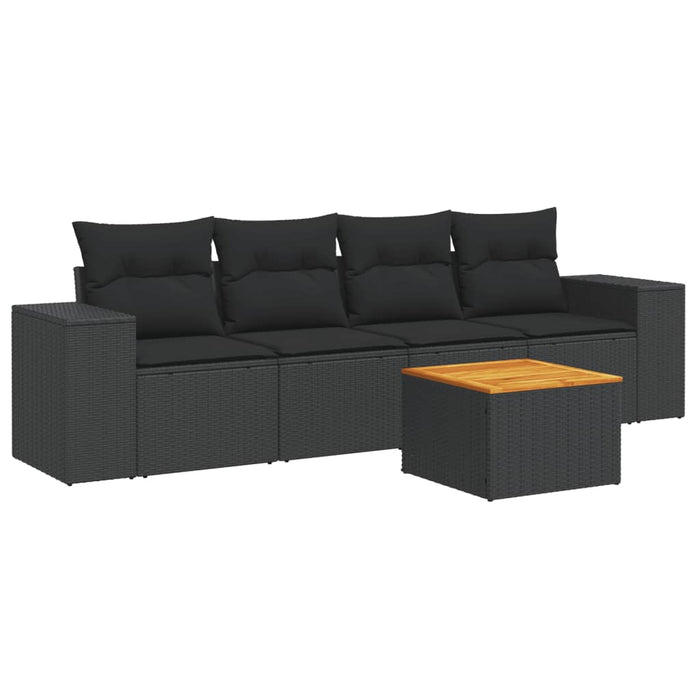 Set Divani da Giardino 5 pz con Cuscini in Polyrattan Nero 3257651