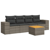 Set Divano da Giardino 5 pz con Cuscini Grigio in Polyrattan 3257656