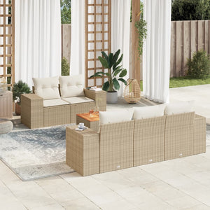 Set Divano da Giardino 6 pz con Cuscini Beige in Polyrattan 3257661