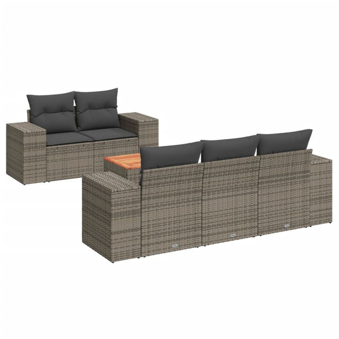 Set Divano da Giardino 6 pz con Cuscini Grigio in Polyrattancod mxl 89284