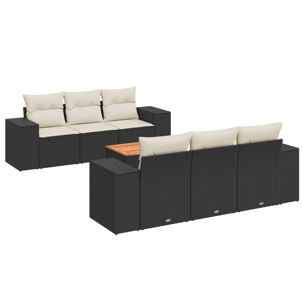 Set Divani da Giardino con Cuscini 7pz Nero Polyrattan 3257666