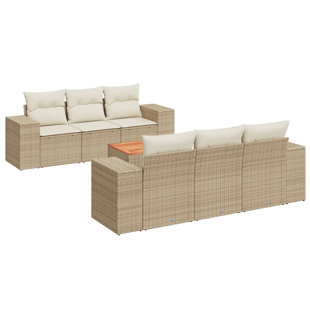 Set Divani da Giardino 7 pz con Cuscini Beige in Polyrattancod mxl 87409