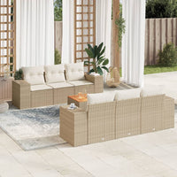 Set Divani da Giardino 7 pz con Cuscini Beige in Polyrattan 3257668