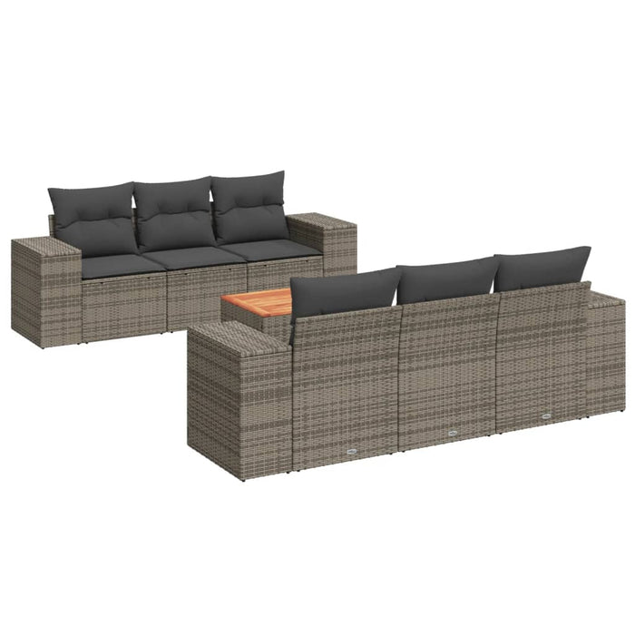 Set Divani da Giardino 7 pz con Cuscini Grigio in Polyrattan 3257670