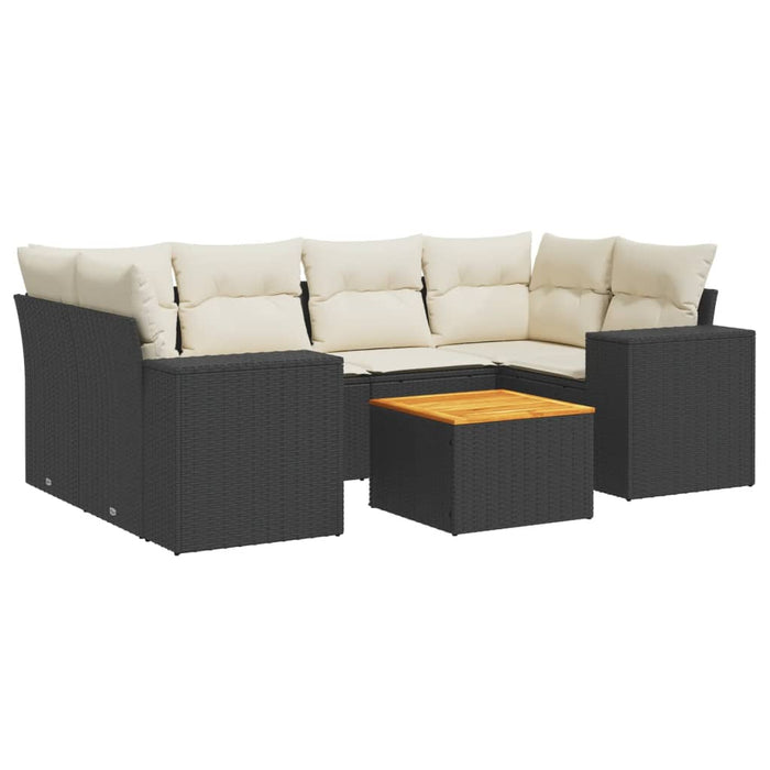 Set Divani da Giardino con Cuscini 7pz Nero Polyrattan 3257673