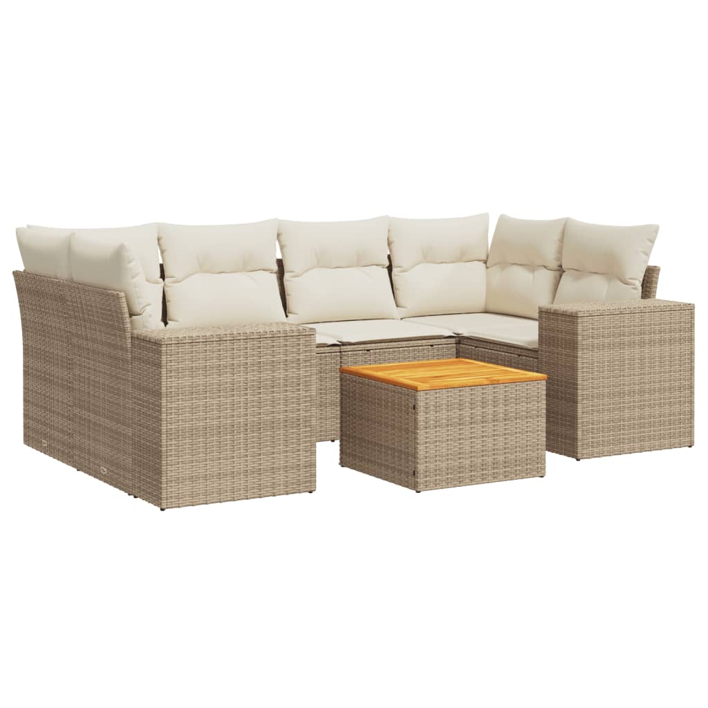 Set Divani da Giardino 7 pz con Cuscini Beige in Polyrattancod mxl 87893