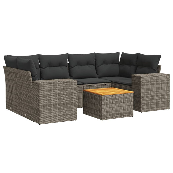 Set Divani da Giardino 7 pz con Cuscini Grigio in Polyrattan 3257677