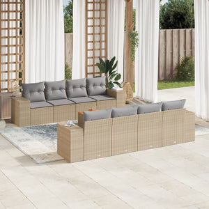 Set Divano da Giardino 9 pz con Cuscini Beige in Polyrattan 3257697