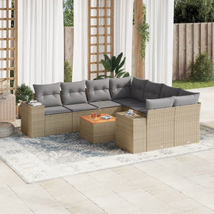 Set Divano da Giardino 9 pz con Cuscini Beige in Polyrattancod mxl 112079