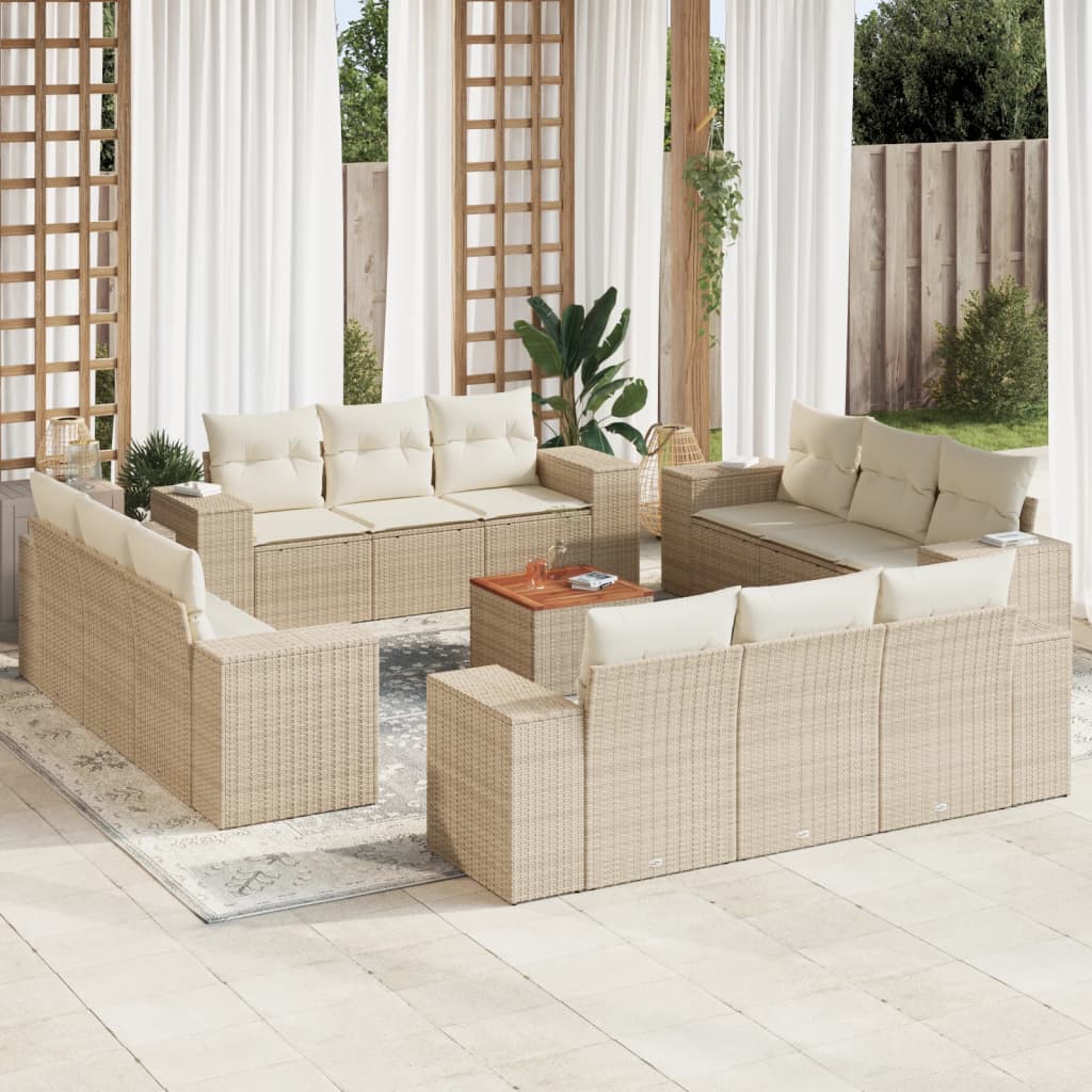 Set Divano da Giardino 13 pz con Cuscini Beige in Polyrattancod mxl 113397