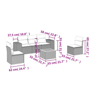 Set Divano da Giardino 6 pz con Cuscini Beige in Polyrattancod mxl 88054