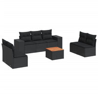 Set Divani da Giardino con Cuscini 8 pz Nero in Polyrattan 3257728