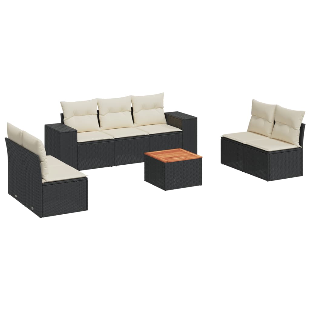 Set Divani da Giardino con Cuscini 8 pz Nero in Polyrattan 3257729