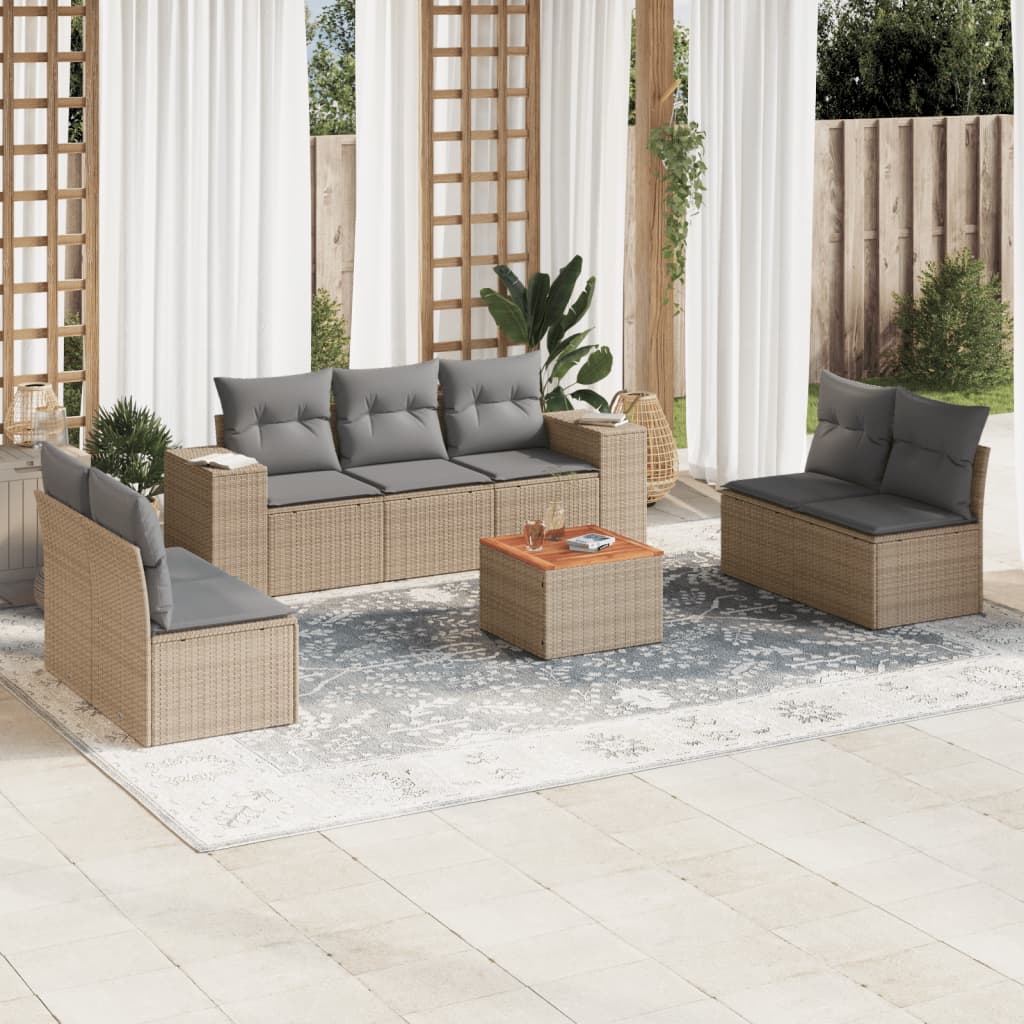 Set Divano da Giardino 8 pz con Cuscini Beige in Polyrattancod mxl 87412