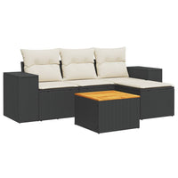 Set Divani da Giardino 5 pz con Cuscini in Polyrattan Nero 3257743