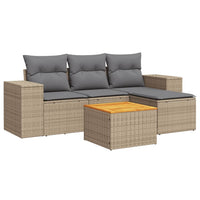 Set Divano da Giardino 5 pz con Cuscini Beige in Polyrattancod mxl 111863