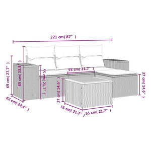 Set Divano da Giardino 5 pz con Cuscini Grigio in Polyrattancod mxl 90266