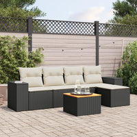 Set Divano da Giardino 6 pz con Cuscini Nero in Polyrattan 3257750