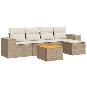 Set Divano da Giardino 6 pz con Cuscini Beige in Polyrattan 3257752