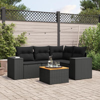 Set Divani da Giardino 5 pz con Cuscini in Polyrattan Nero 3257756