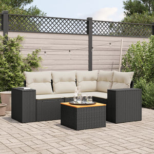 Set Divani da Giardino 5 pz con Cuscini in Polyrattan Nero 3257757