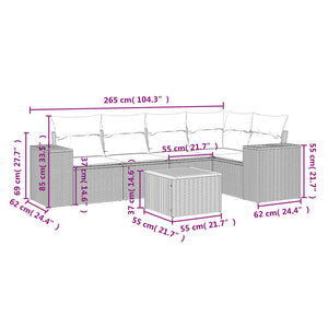 Set Divano da Giardino 6 pz con Cuscini Beige in Polyrattancod mxl 88089