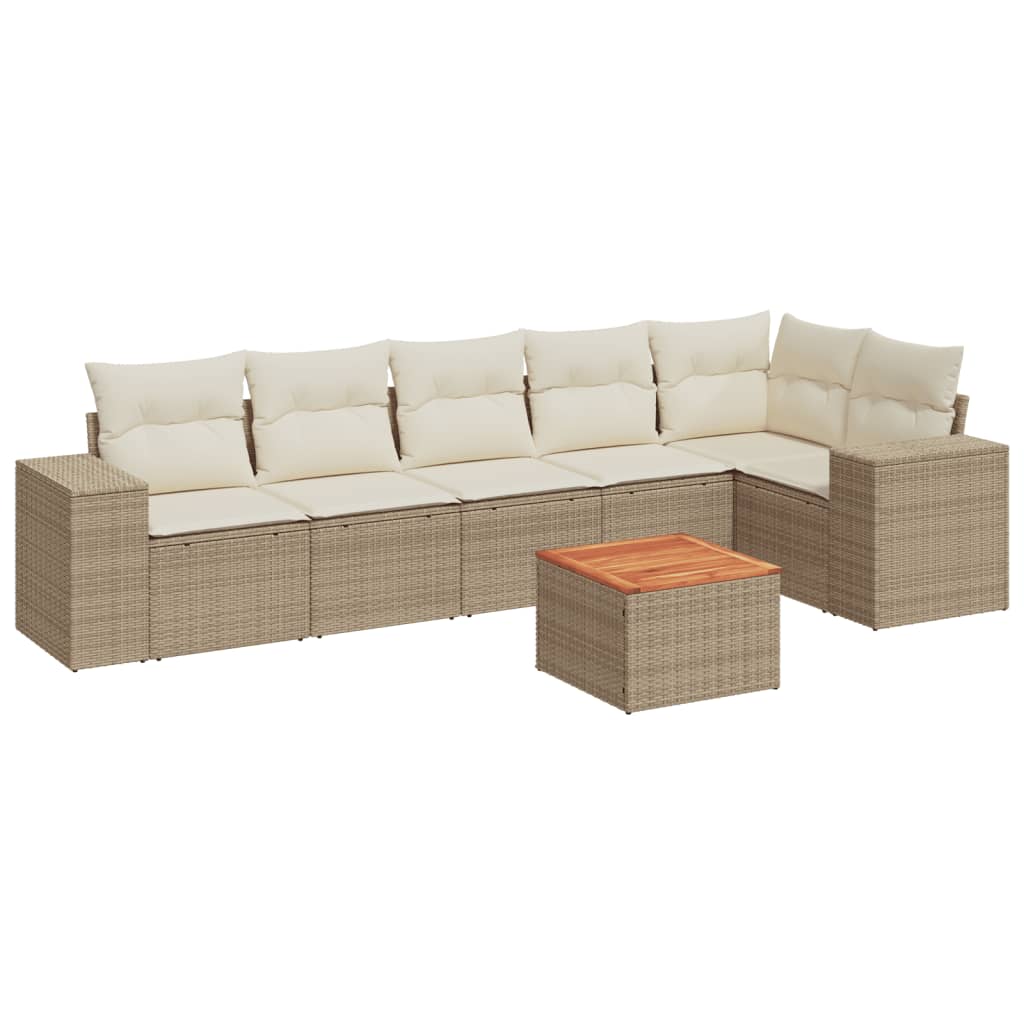 Set Divani da Giardino 7 pz con Cuscini Beige in Polyrattancod mxl 89332