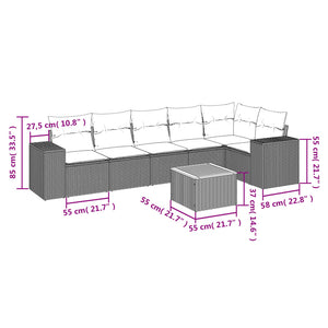 Set Divani da Giardino 7 pz con Cuscini Grigio in Polyrattan 3257789