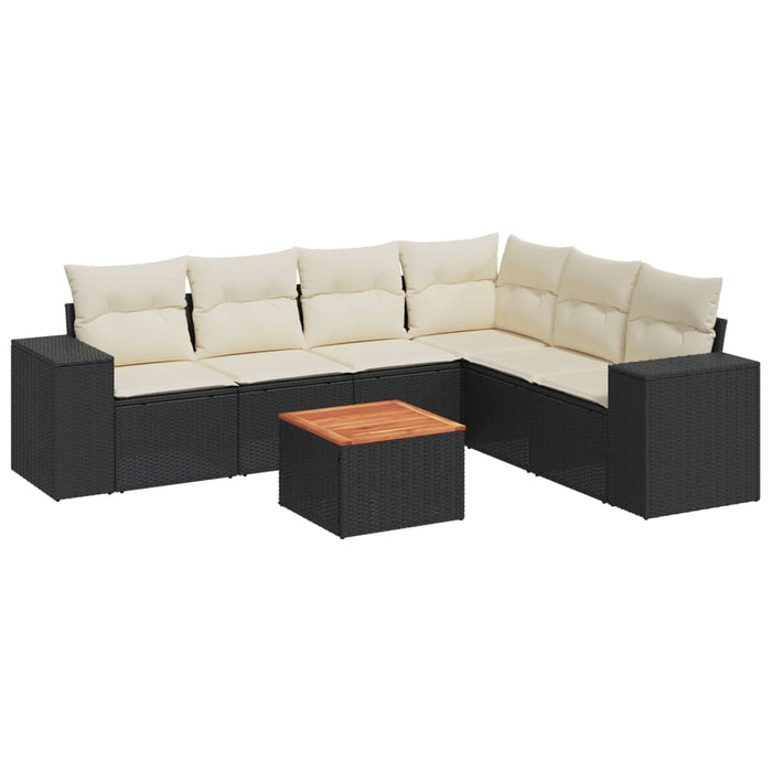 Set Divani da Giardino con Cuscini 7pz Nero Polyrattan 3257792