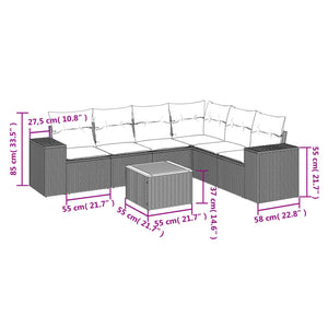 Set Divani da Giardino con Cuscini 7pz Nero Polyrattan 3257792